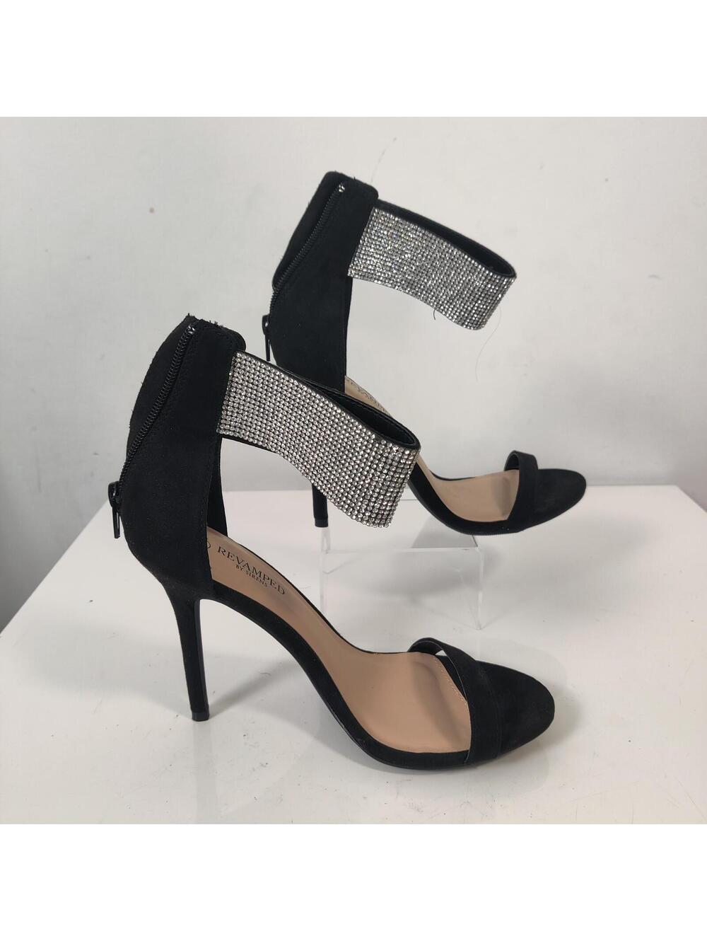 Revamped Bling Evening Heels Black Wedding Guest Size 8